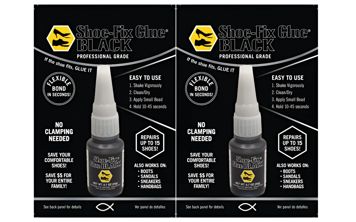 Boot-Fix Shoe-Fix Glue 2-pack black bottle with white cap for shoe repairs