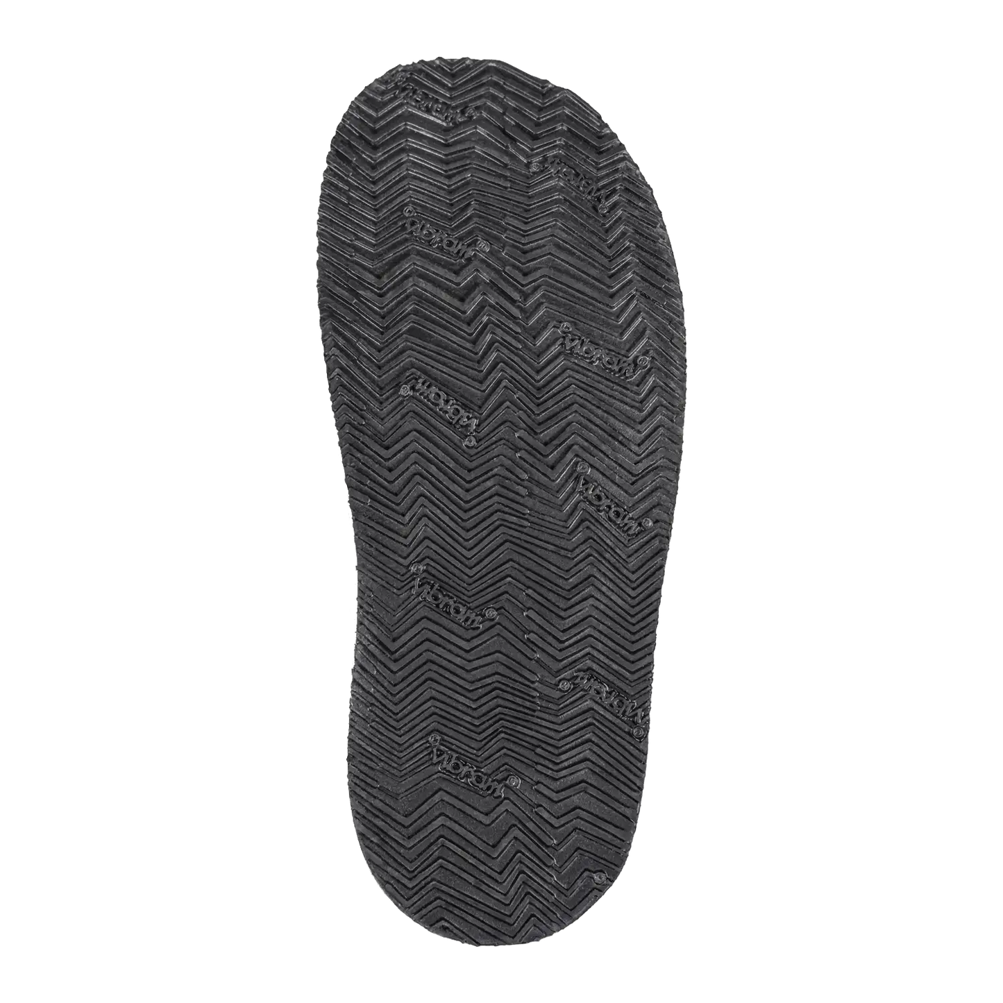 Rugged barefoot boot black rubber sole with zigzag pattern and Zara text in Crazy Horse