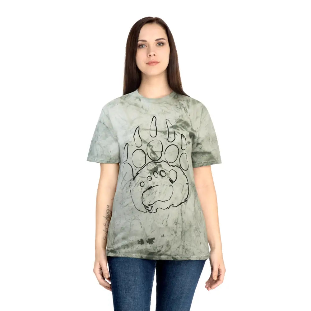 Olive green unique color blast tie-dye Grunge T-Shirt with bear graphic