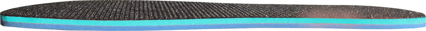 Black textured Orthofeet Legacy insole with blue-green gradient heel and extra cushioned ride