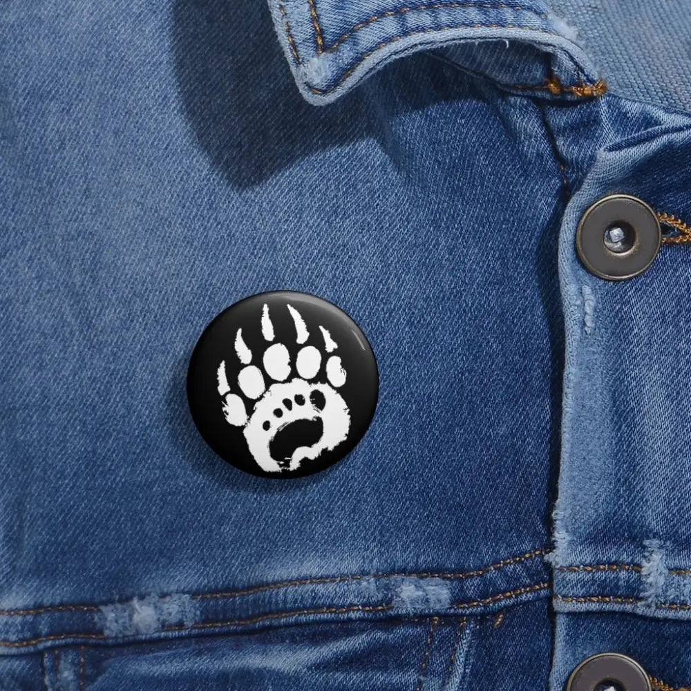 Black bear paw print button pin for bearfoot barefoot shoes and boots