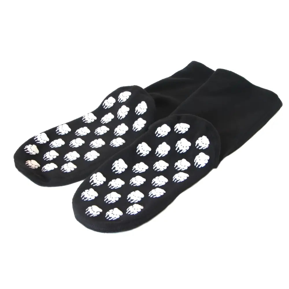 Black Polar Feet Fleece Socks with white paw prints for minimalist footwear