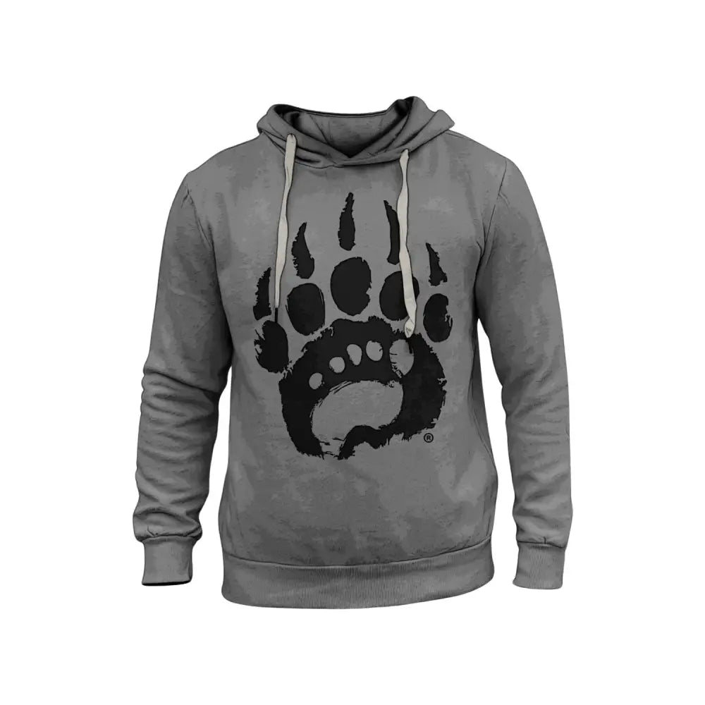 Premium charcoal gray bear paw print hoodie in soft ring-spun cotton