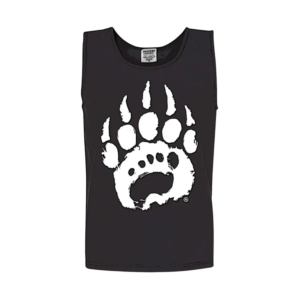 Premium Tank Top: Black bear paw print cotton garment offers
