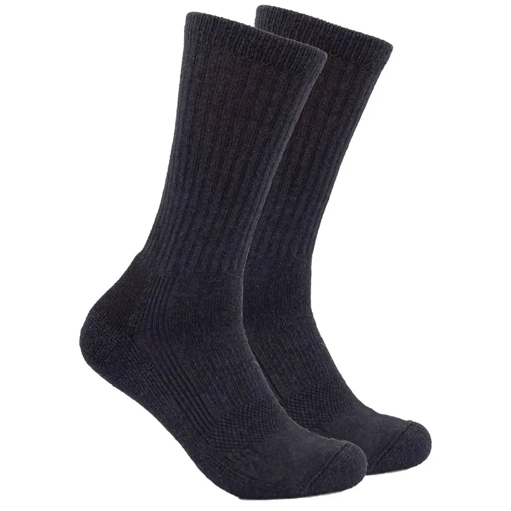 Pro Gear Crew Socks: dark gray ribbed knit with reinforced toe and heel