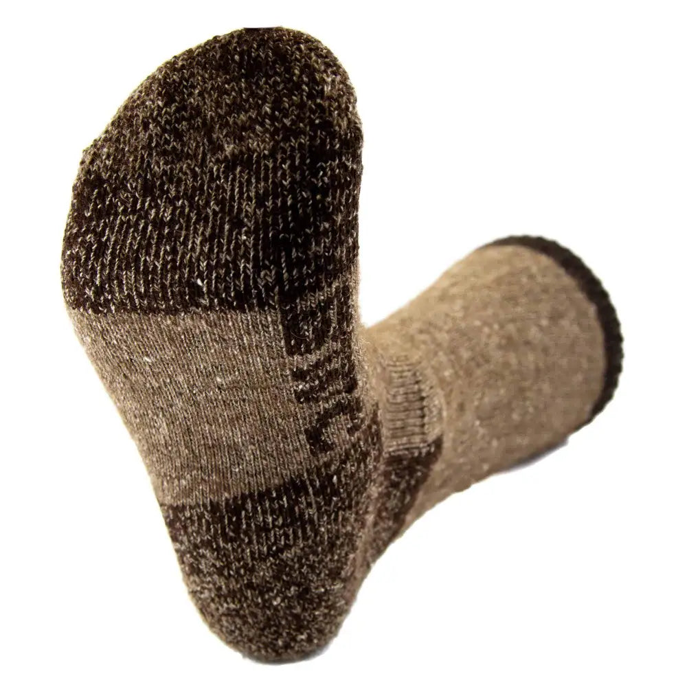 Trekker Advantage Gear Boot Socks: brown black heathered knit with reinforced toe heel