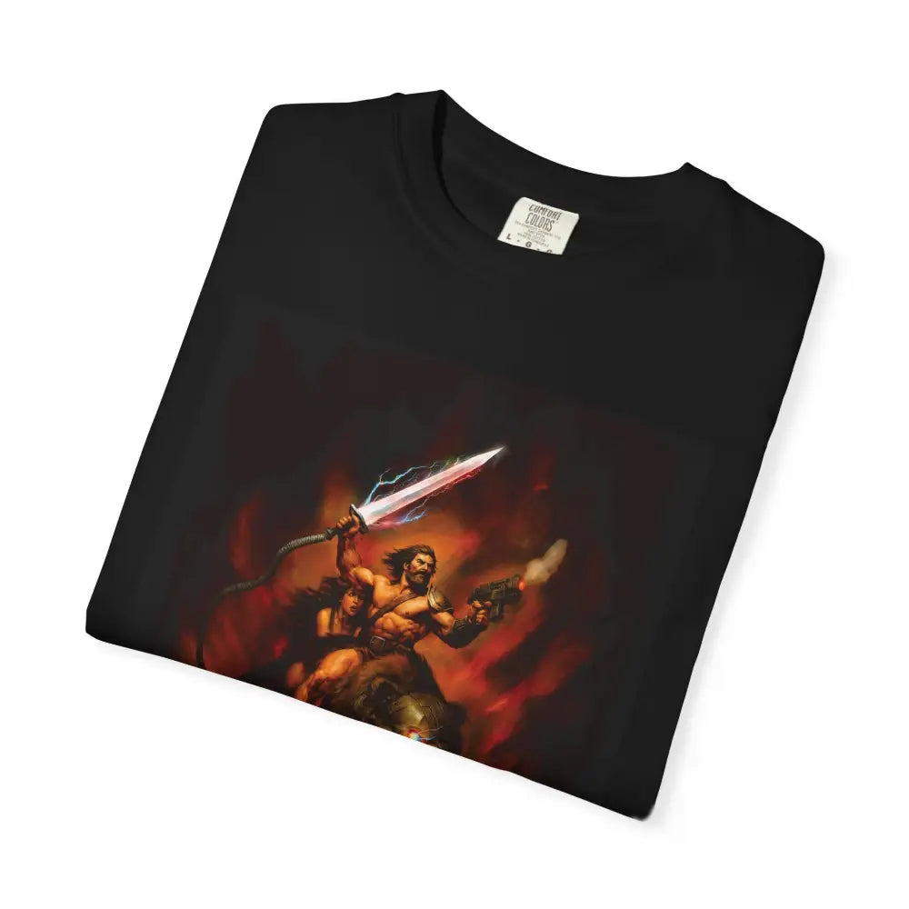 BarBEARian Graphic Tee: Black T-Shirt with Warrior Combat Design