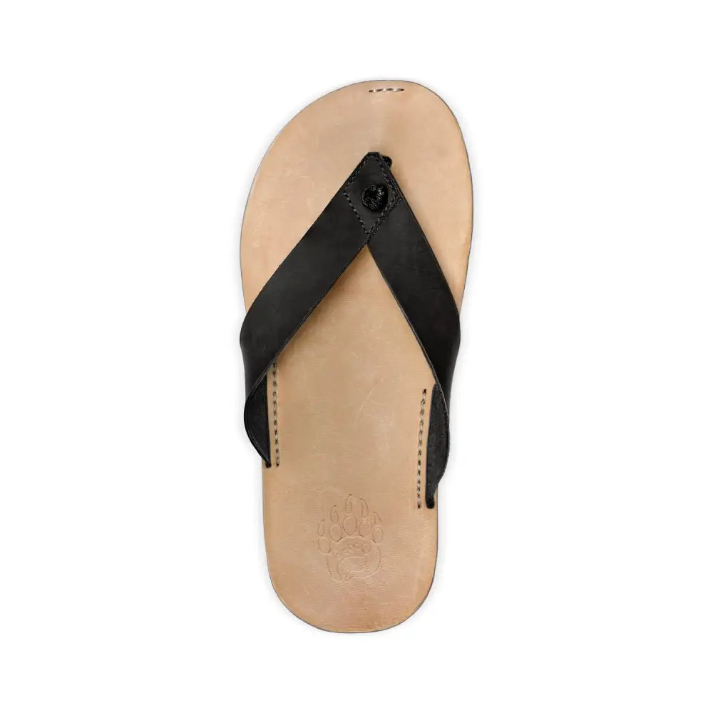 Bear-Flops Dark Horse crazy horse leather flip-flop with tan sole