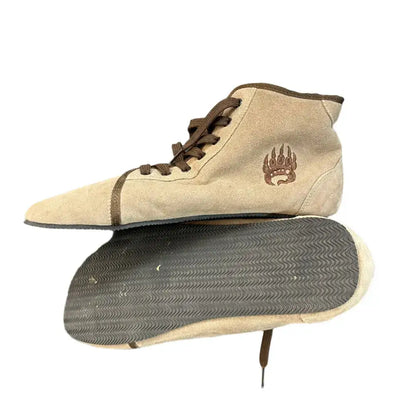 Beige suede high-top sneaker from Barely Used Footwear with minor imperfections