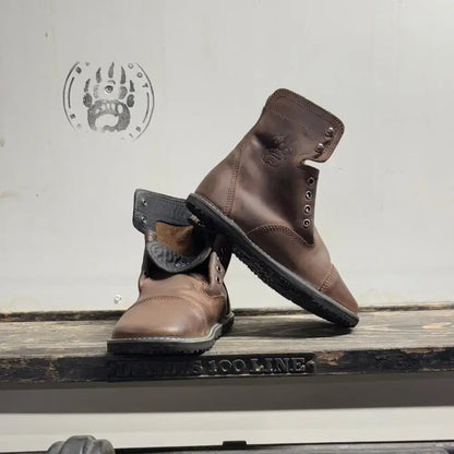 Brown leather ankle boots from Bearly Used Footwear, minor imperfections