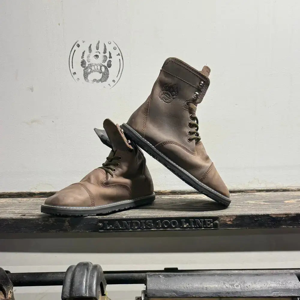 Brown leather lace-up boots from Bearly Used Footwear, minor imperfections