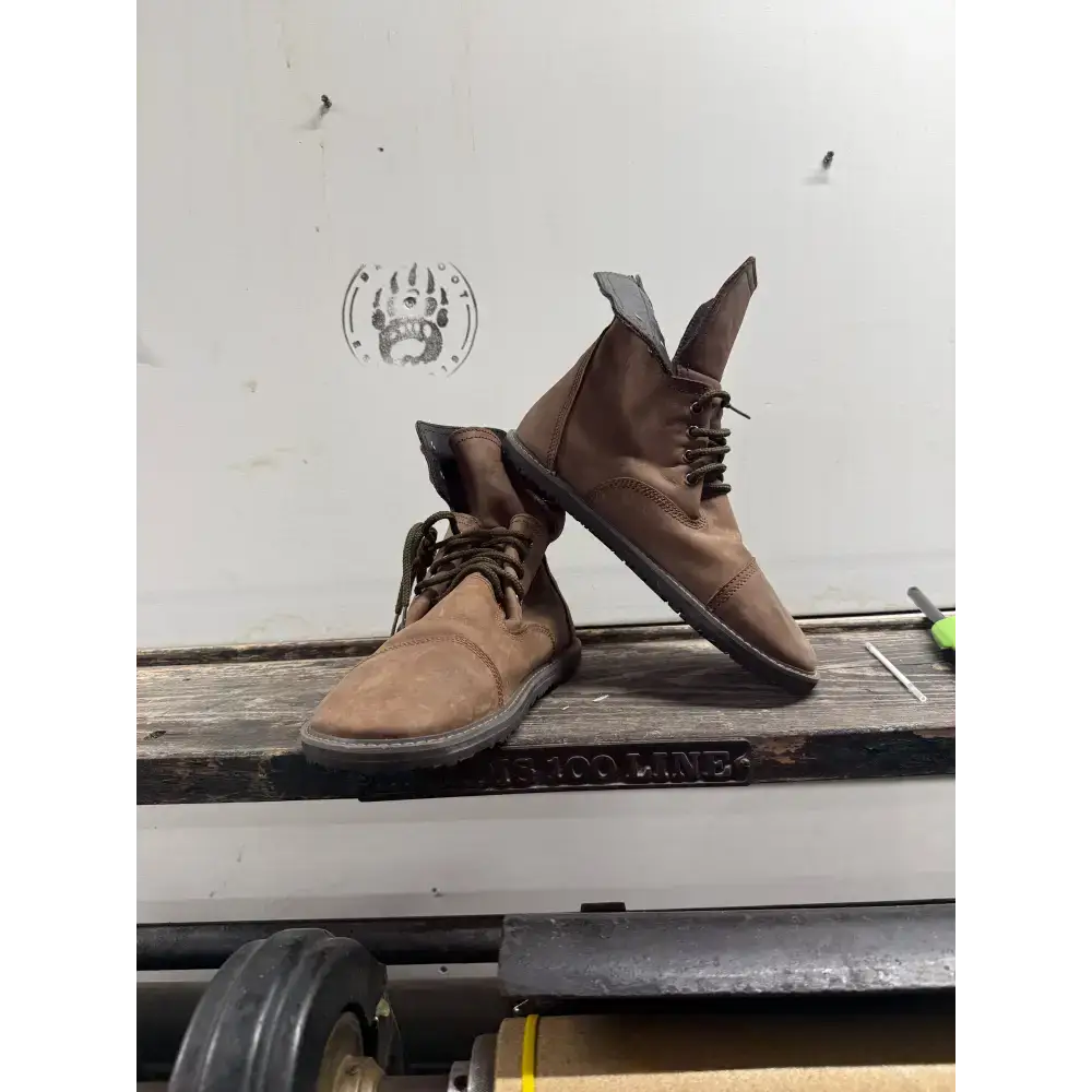 Brown suede lace-up boots from Bearly Used Footwear, minor imperfections
