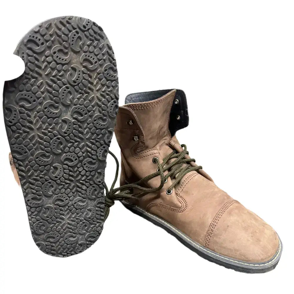 Tan suede high-top boot from Barely Used Footwear with minor imperfections