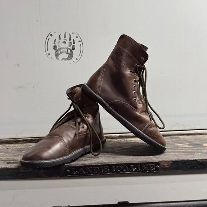 Brown leather lace-up boots with minor imperfections from Bearly Used Footwear