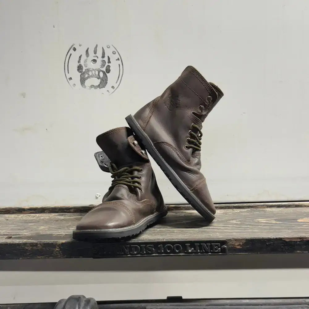 Brown leather lace-up boots from Bearly Used Footwear, minor imperfections