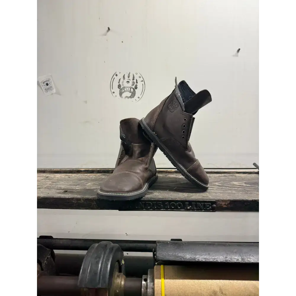 Dark brown leather ankle boots from Bearly Used Footwear with minor imperfections