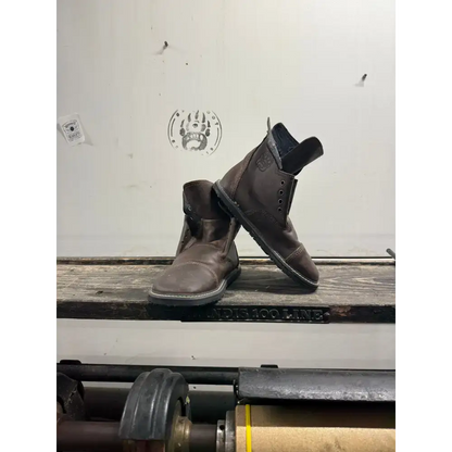 Dark brown leather ankle boots from Bearly Used Footwear with minor imperfections