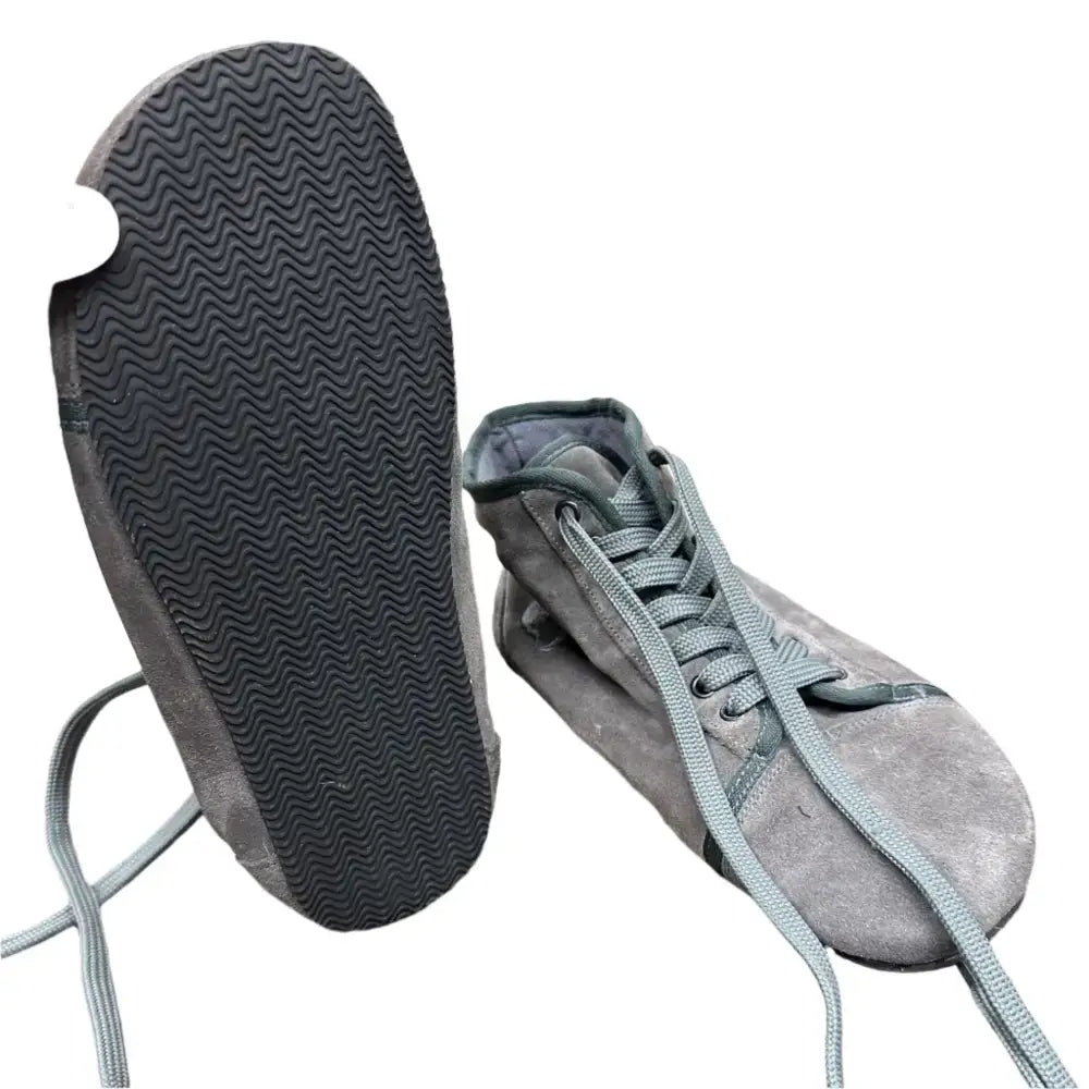 Gray suede high-top sneakers from Bearly Used Footwear, minor imperfections