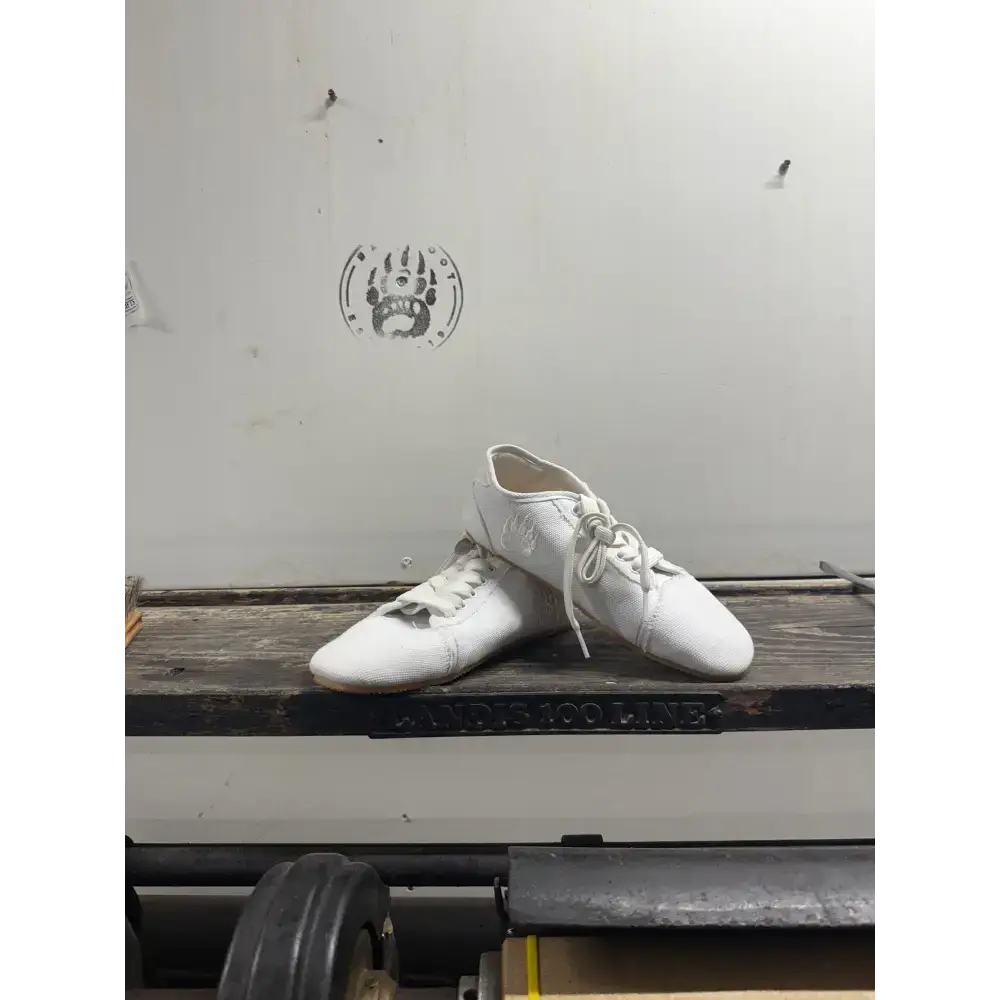 White leather lace-up dance shoes with rounded toe from Barely Used Footwear