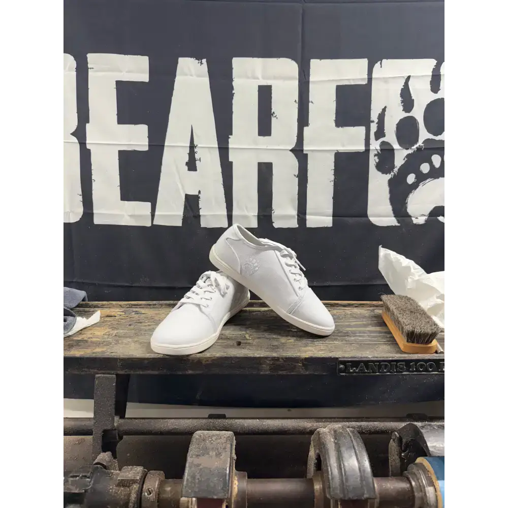 White leather lace-up Bearly Used Footwear sneakers with minor imperfections