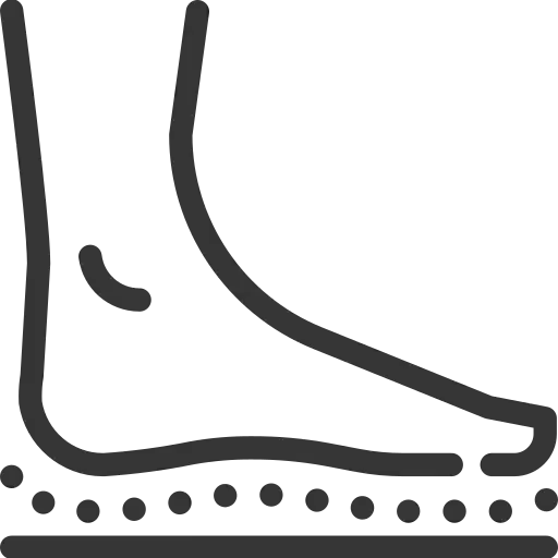 Black pixelated graphic of a boot sole.