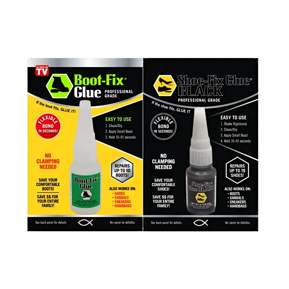 Green and white shoe-fix glue bottle with pointed nozzle for Boot-Fix 2-pack