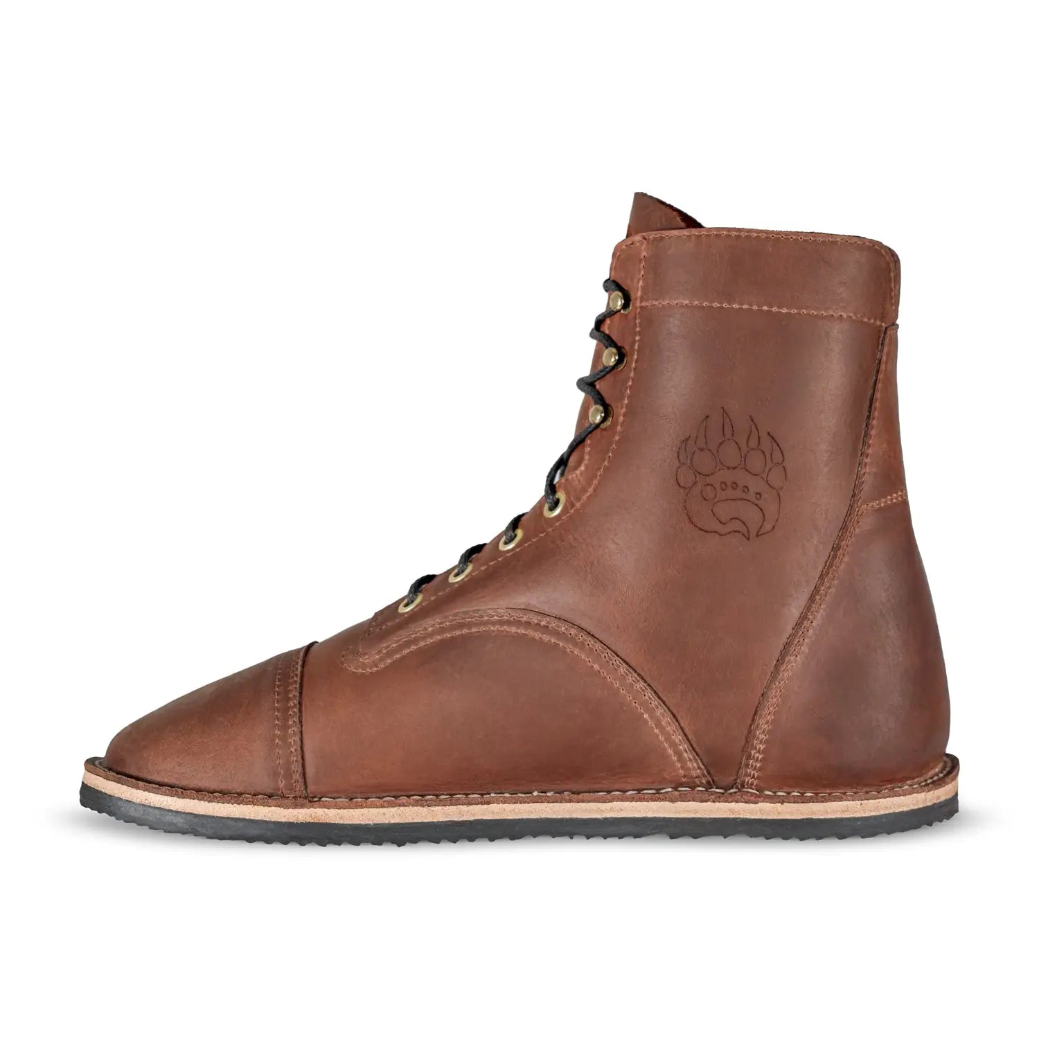 Rugged barefoot boot Bruin-Patriot in Crazy Horse with paw print