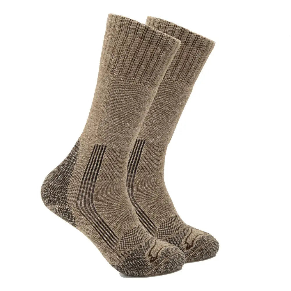 Pro Gear Boot Socks: taupe ribbed-knit hiking socks with reinforced toe and heel
