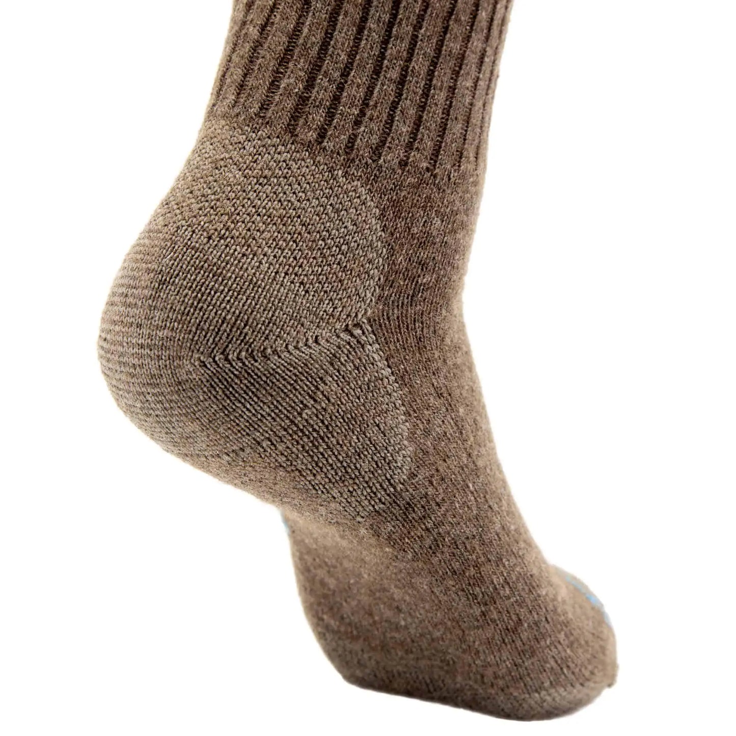 Brown ribbed Casual Crew 2.0 ultralight socks with reinforced heel