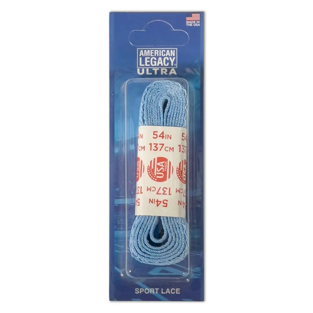 Classic cotton colored blue sport laces in American Legacy Ultra packaging