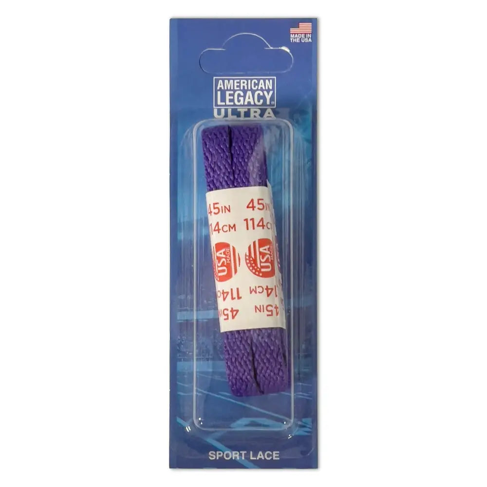 Classic cotton colored purple sport laces in American Legacy Ultra packaging