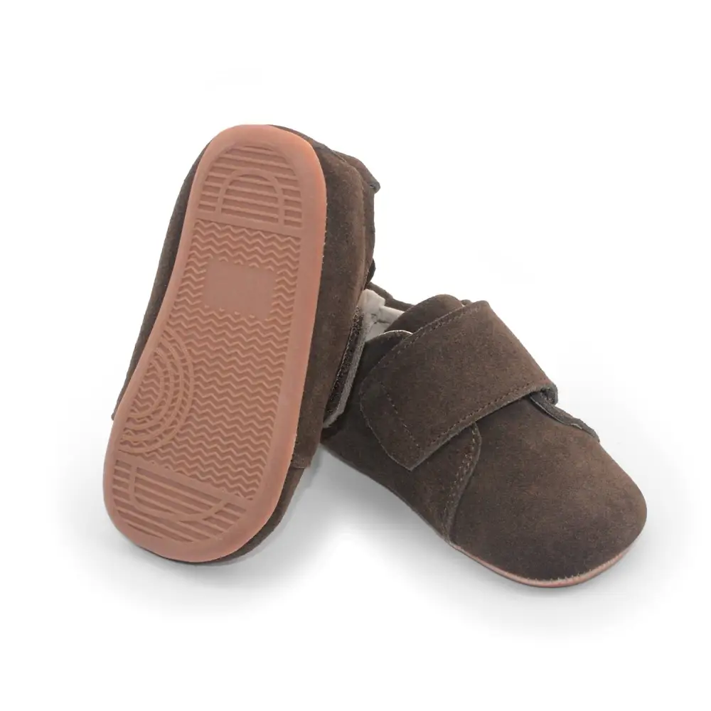 Cub SV Cocoa brown suede baby booties for toddler’s natural development