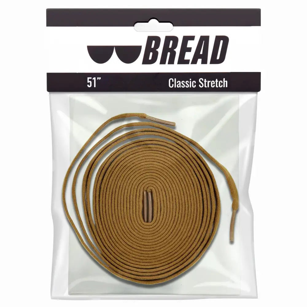 51-inch classic stretch brown elastic shoelaces with reinforced aglets in clear package