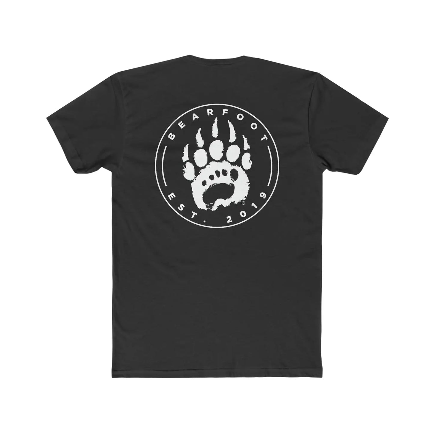 Emblem Tee black t-shirt with white bear paw print and bearfoot est text