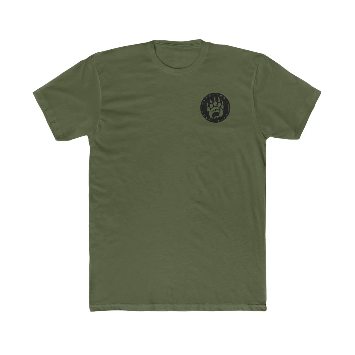 Olive green Emblem Tee with cotton bear paw print on chest