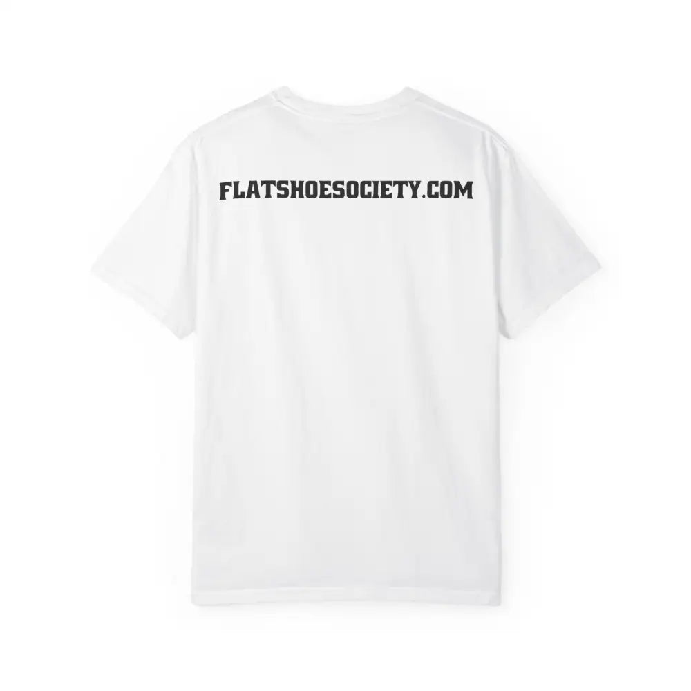 Flat Shoe Society T-Shirt with flatshoesociety.com on back