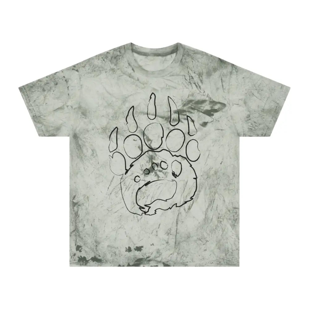 Grunge T-Shirt with unique color blast bear paw print tie-dye design