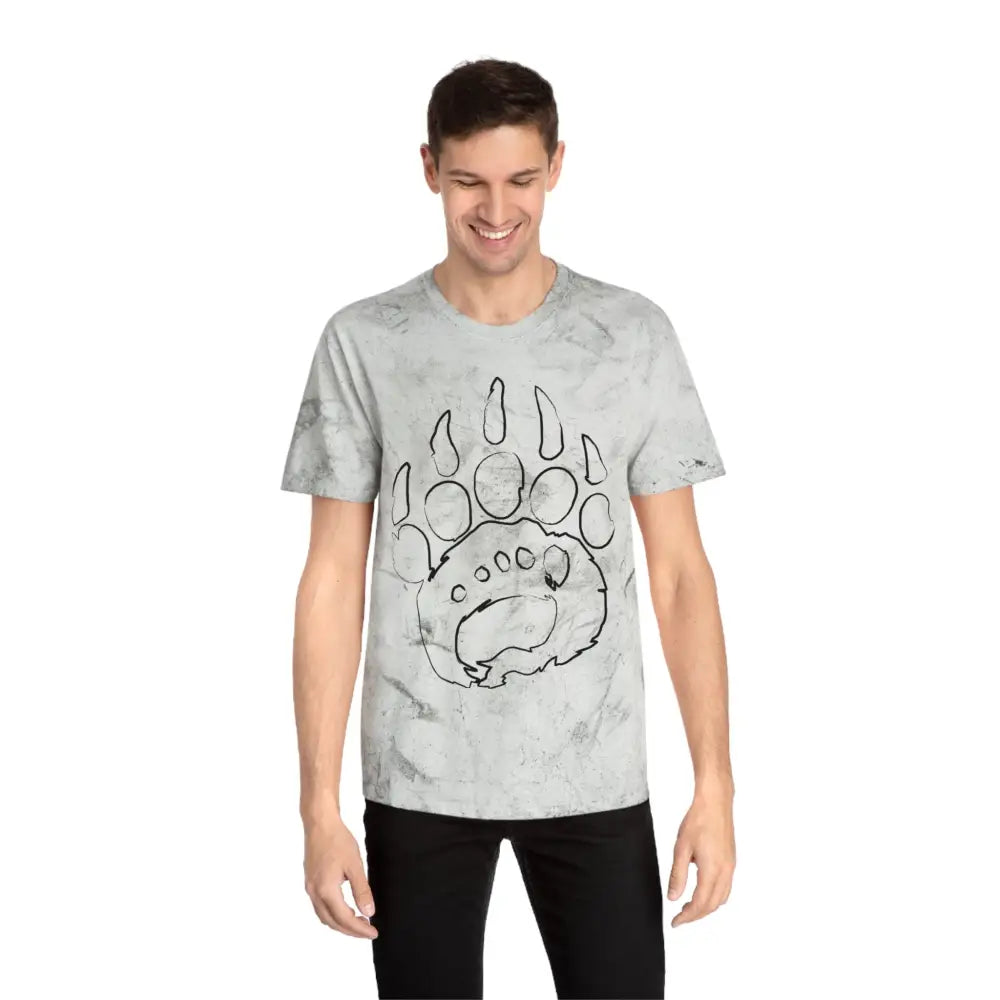 Grunge T-Shirt with gray bear paw print in unique color blast