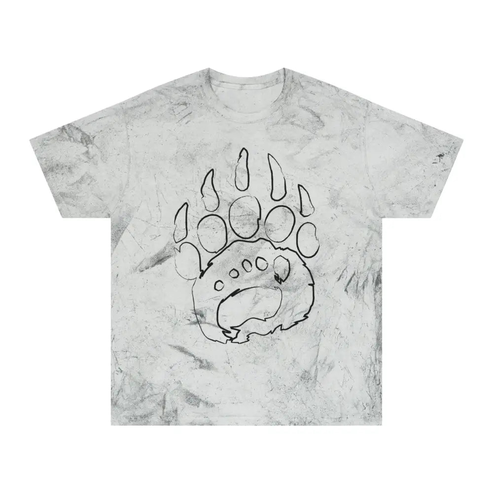 White tie-dye Grunge T-Shirt with unique color blast bear paw print