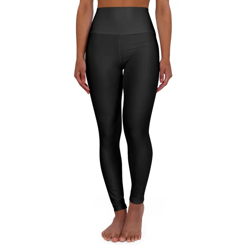 High waisted black leggings in durable fabric blend