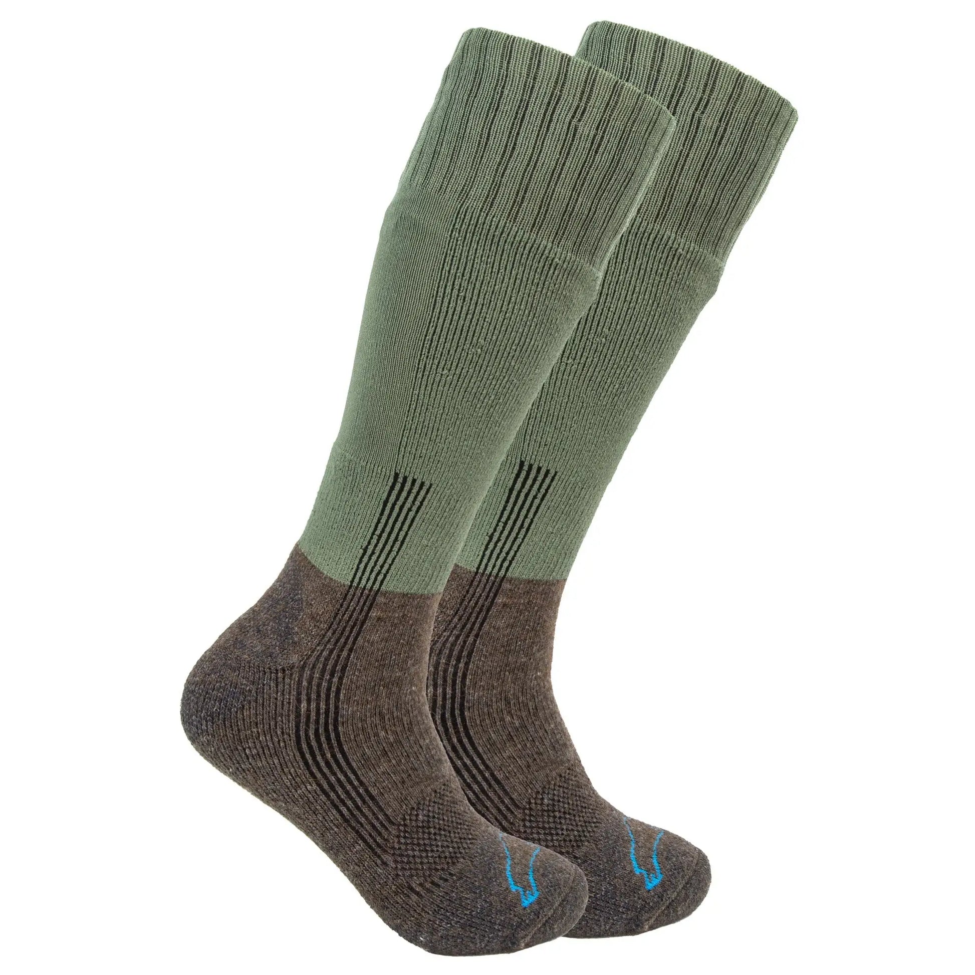 Kenai ultralight gear boot sock in olive green with blue logo for barefoot boots