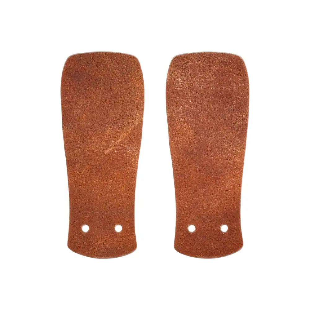 Brown leather kilties ankle guards with three fastening holes, minimalist footwear