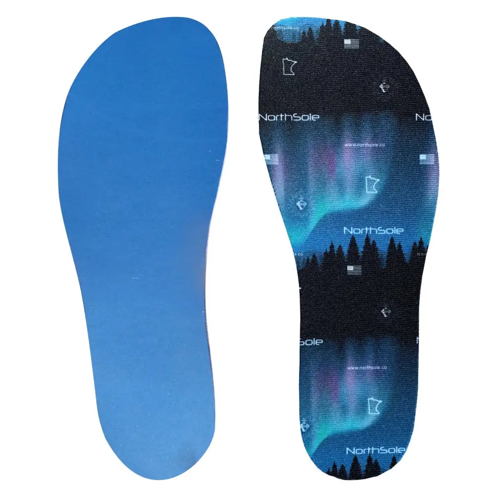 Blue cushioned Northsole insole with northern lights design in LegacyThree bundle