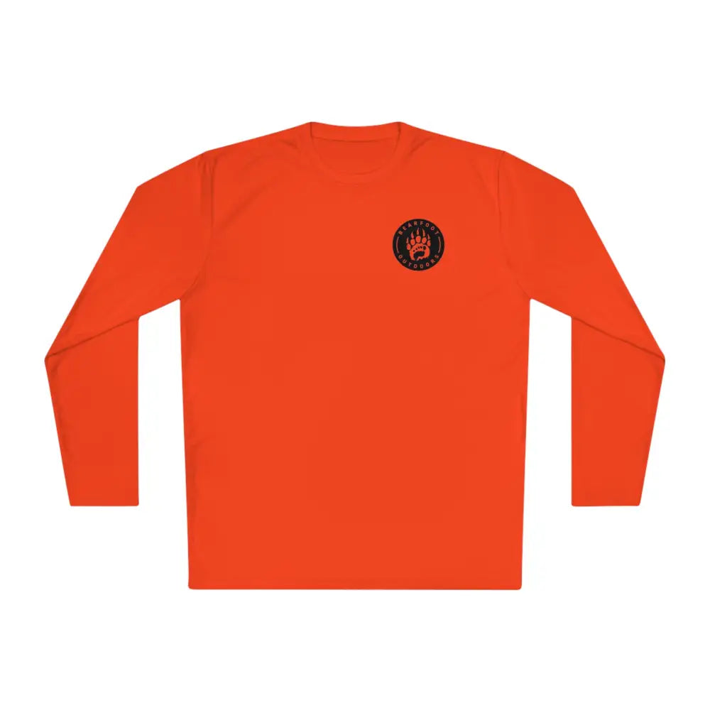 Blaze orange long sleeve hunting shirt with black paw print back design