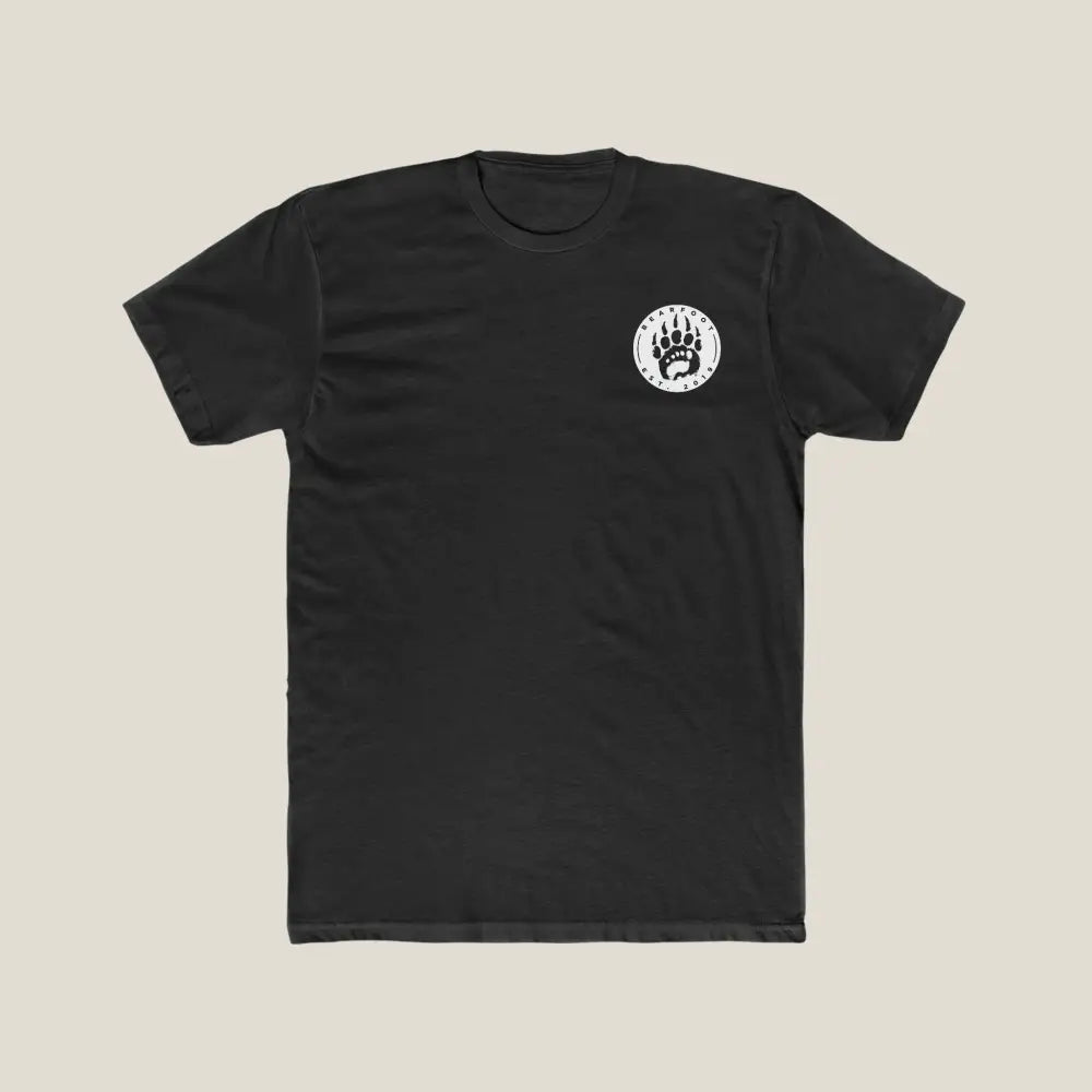Men’s Premium Fitted Short Sleeve Emblem Tee with white bear paw print on black cotton