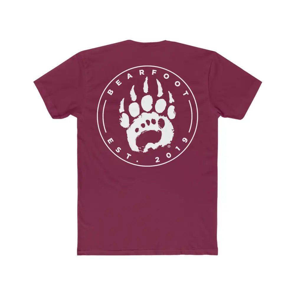 Men’s premium fitted short sleeve emblem tee with white bear paw and bearfoot est
