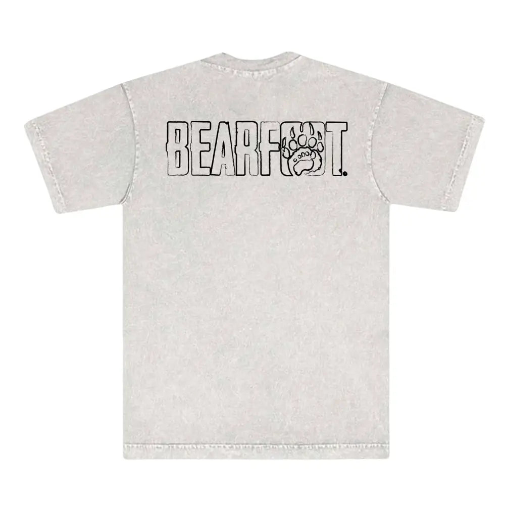 Oversized mineral wash tee with bear paw and bearfoot text on back