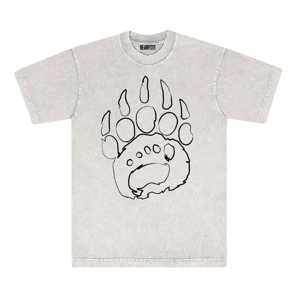 Oversized mineral wash tee with Bear City bear paw print design