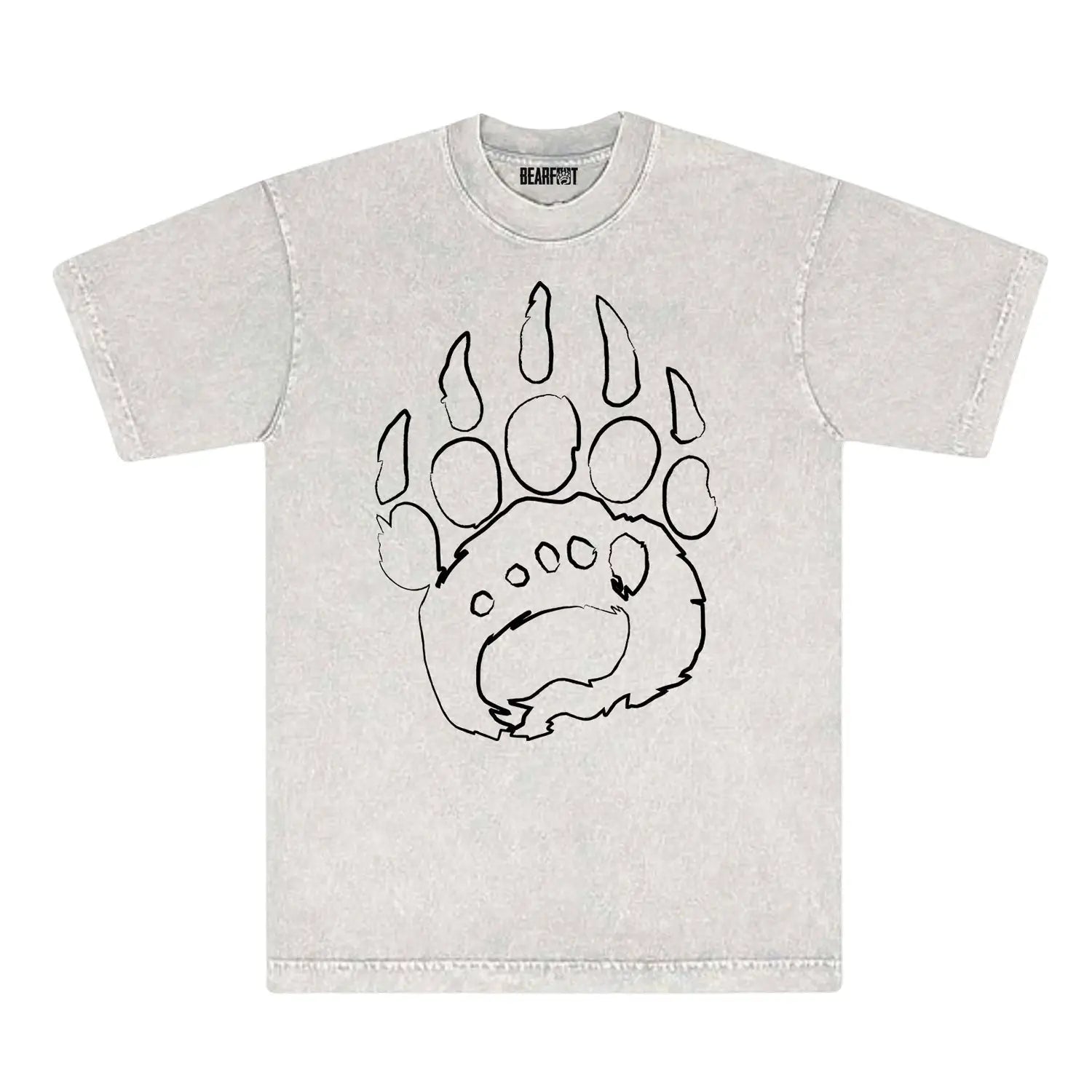 Oversized mineral wash tee with Bear City bear paw print design