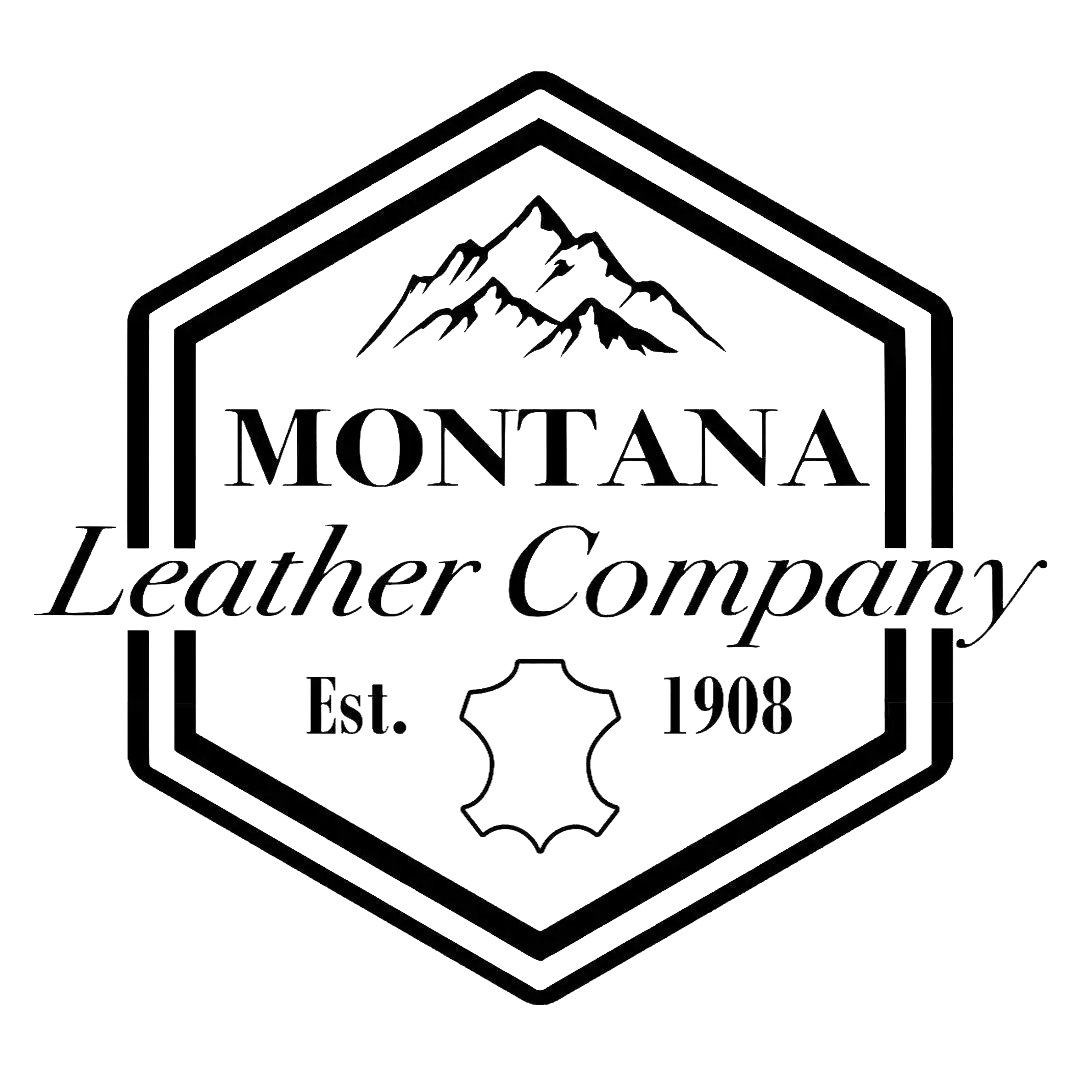 Montana leather company logo badge.